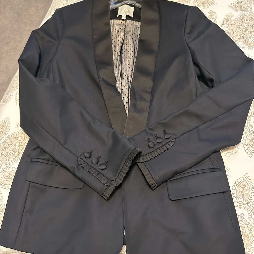 Joie Black Blazer with Polka Dot Lining